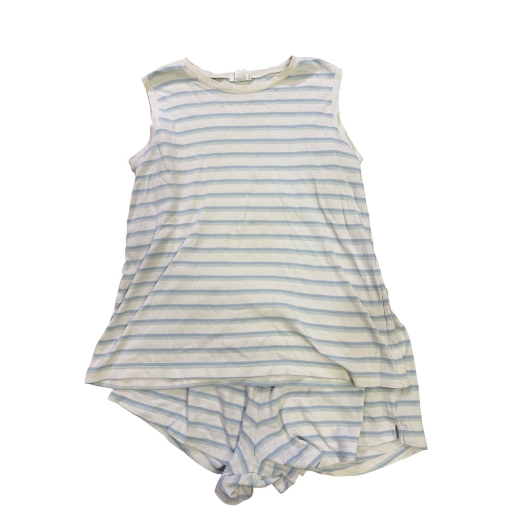 LAKE Pajamas Womens XXS Pima Cotton Striped Sleeveless Tank and Shorts Set Blue